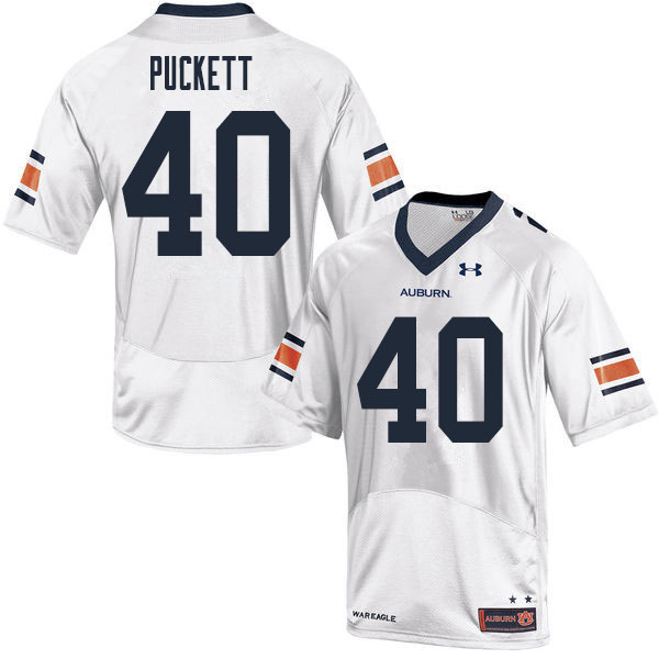 Men's Auburn Tigers #40 Jacoby Puckett White 2020 College Stitched Football Jersey